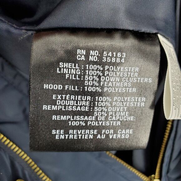 New Cole Haan Signature Double Zip Front Coat Parka Down Filled Navy Blue Small - Picture 7 of 7